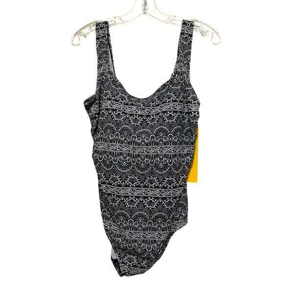 Robby Len Womens One Piece Swimsuit Size 16 Black and White Beach Pool Cruise - Picture 1 of 8